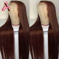 Dark Brown Lace Front Human Hair Wigs Bone Straight HD Lace Wigs Chocolate Brown Glueless Wigs Human Hair Realy 180% Density