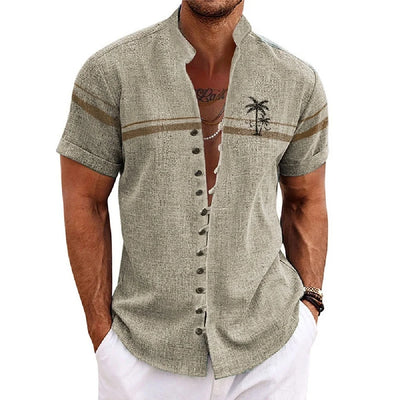 New Men's Linen Short-Sleeved Shirt, with a Fashionable | SAMAG