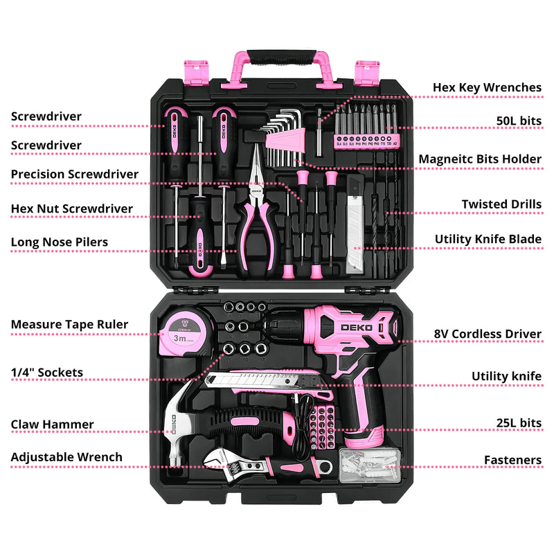 DEKO Household Hardware Tool Box 126PCS Set with 8V Cordless Drill Electrician's Car Repairing Woodwork - View 6 | SAMAG
