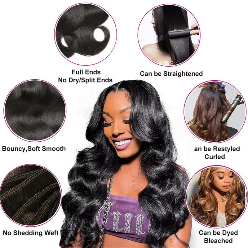 Raw 12A Body Wave Human Hair Bundles Human Hair Brazilian Unprocessed Double Weft Weaving Virgin Hair Extensions Remy Hair Bundles Natural Color 3/4Bundles For Women Daily Use Birthday Holiday Gift Kpop Popular Hairstyles