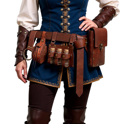 /Set Medieval Leather Belt Waist Bag Renaissance | SAMAG