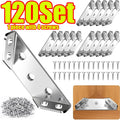 1-120Set Furniture Corner Connector Stainless Steel Angle Code for Cabinet Angle Shelf Support Fixed Brace Kits with Screw