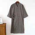 2026 New Men's 100% Cotton Gauze Bath Robes Loose Thin Japanese Kimono Pajamas for Men Casual Lace Up Bathrobes V-Neck Nightgown