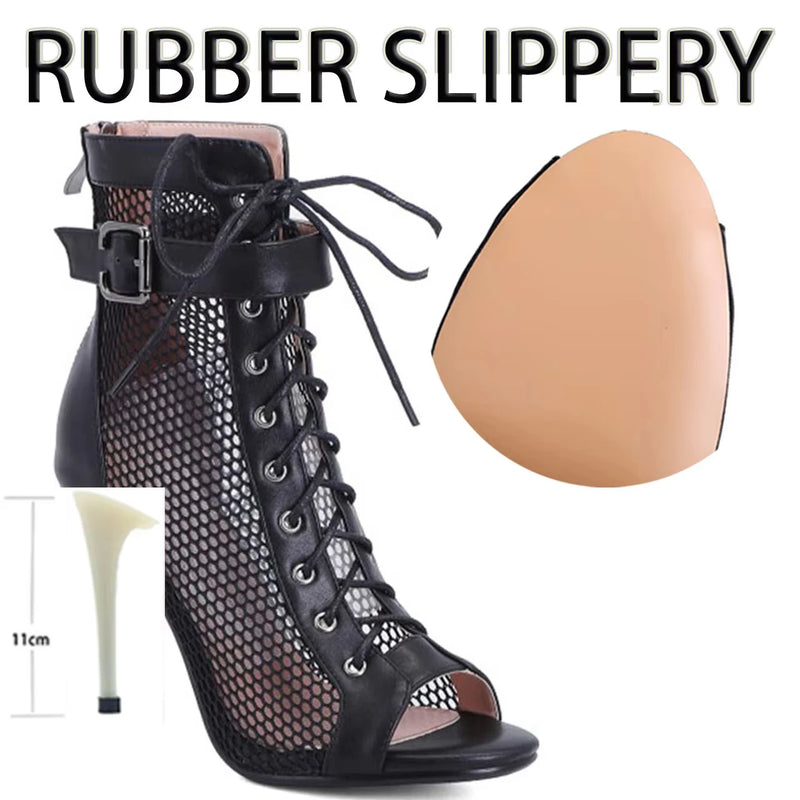 Summer Dance Heels Breathable Mesh 9.5cm 7cm Stable Heel Rubber Sole Suede Sole Customized Salsa Latin Party Team Dance Shoes