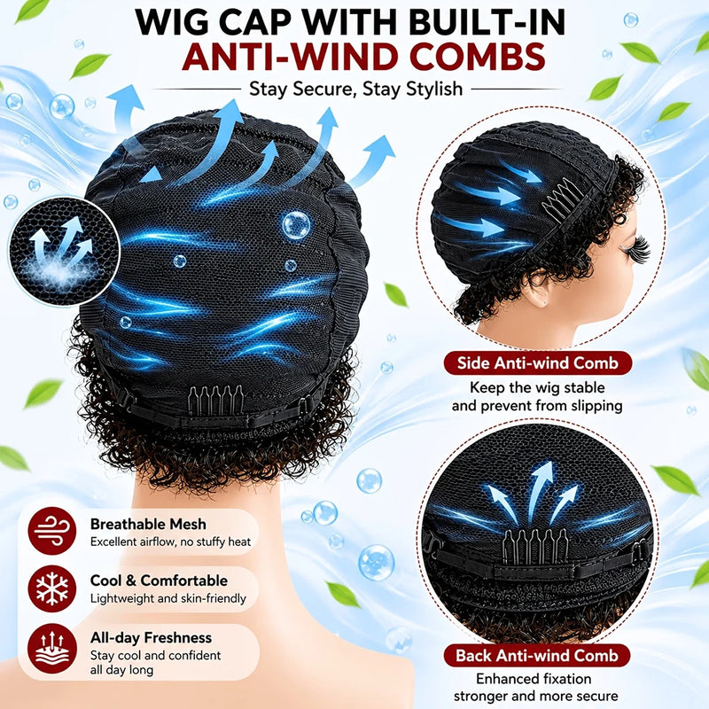 Afro Short Pixie Cut Wigs Human Hair Short Kinky Curly Wigs for Women Bazilian Remy Hair Machine Made Cap Daily Party Cosplay
