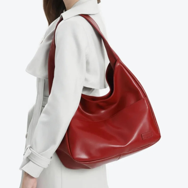 Soft Faux Leather Large Hobo Shoulder Tote Bag Wide Strap Big Capacity Women Casual Daily Work Shopping Commute Handbag Purse