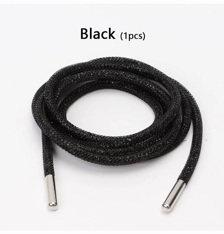 Colorful Shiny Shoestrings Sneakers Luxury Crystal Rhinestone Rainbow Diamond Shoelaces Round Clothes Bags Belt Shoe Accessories