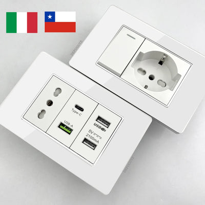 White Tempered Glass Italy USB Type C Smart Fast Charging | SAMAG
