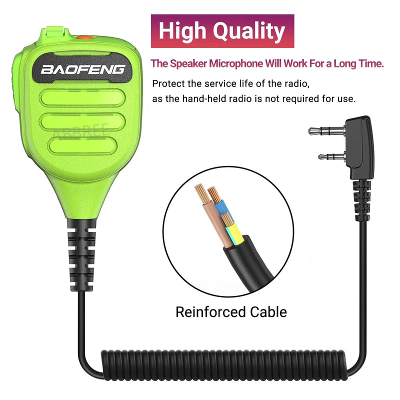 BAOFNEG BF-850 Walkie Talkie Speaker Mic Dual PTT IP54 Waterproof For BAOFENG AR-39 UV-21PRO BF-888S AR-152 UV-5R Ham Radio
