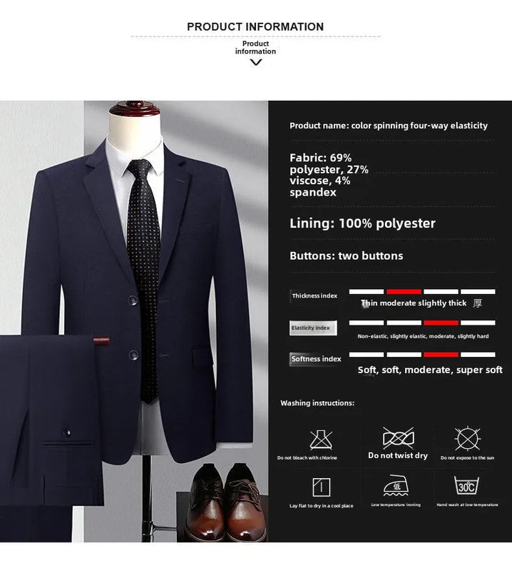 new model men High quality four-sided stretch Suit Formal  Jacket + Trousers 2-piece suit Men's Business suit size 5XL