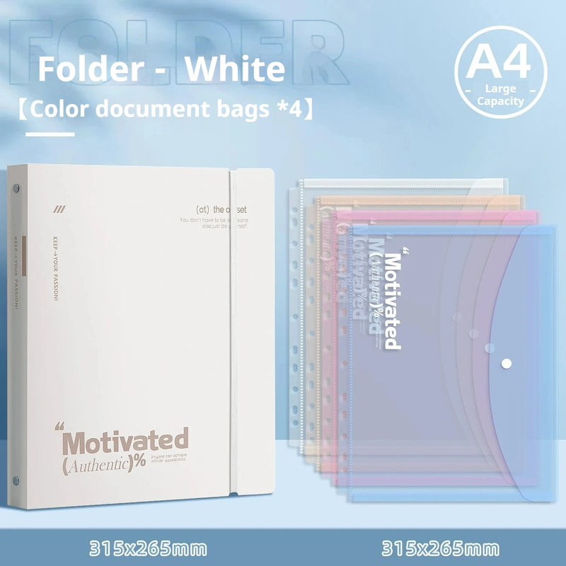 Large Capacity 3-Ring Binder with Pockets for A4 Paper,Holds 220 Sheet Presentation Folder for School Office(12.4x10.43 Inch)