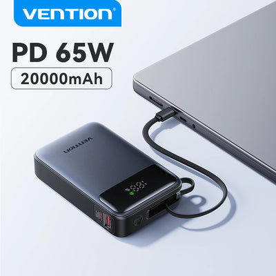 Vention 65W Power Bank 20000mAh Built-in USB-C Cable | SAMAG