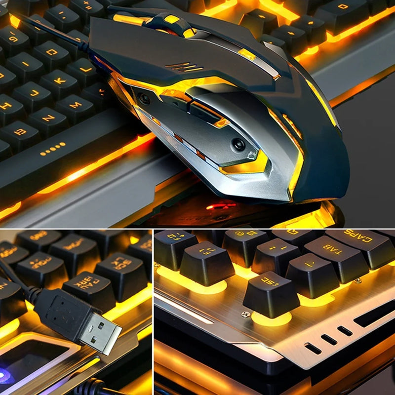V1 USB Wired Mechanical Gaming Keyboard and Mouse Combo Ergonomic Keyboards Plating Mouse for PC Laptop Computer Gaming