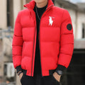 New Autumn Winter Men's Casual Down Jacket Outdoor Fashionable Stand Collar Short Warm Printed Zipper Coat Streetwear Parkas
