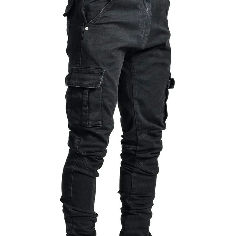 New Jeans Men Pants Wash Solid Color Multi Pockets Denim | SAMAG