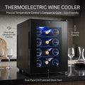Yeego12 Bottles Wine Cooler 1.17Cu.ft 33L 40-65°F single-zone Thermoelectric cooling Wine Refrigerator YeeGO mini fridge with Blue LED light
