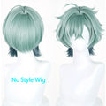 [Styled Wig] Lohen Cosplay Wig Game Genshin Impact  Men Short 35cm Green Hair Knights Of Favonius Cosplay Halloween Wig