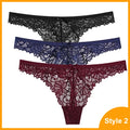 3 Pcs Woman Panties Sexy Lace Thong Underwear Lingerie Female T-back Temptation Low Waist Women Transparent G String