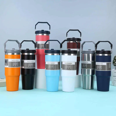600/890ML Thermos Mug With Straw Stainless Steel Car | SAMAG