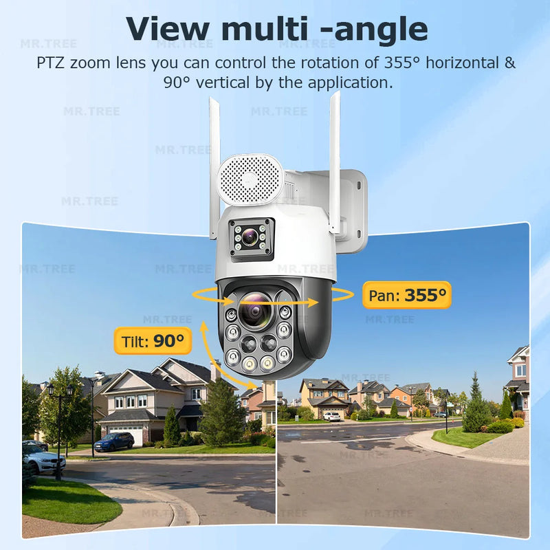 4G SIM Solar Camera AOV 24 Hours Record Built-in 31200 MAh Battery Outdoor Surveillance 60X Zoom Cam Auto Track 25W Solar Panel