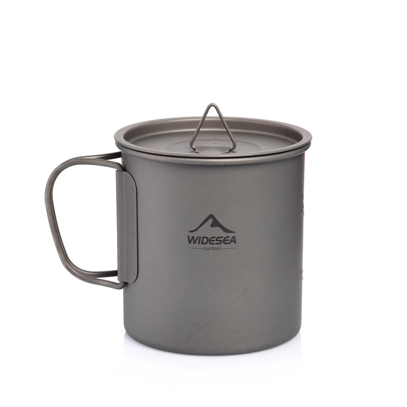 Widesea Camping Mug Titanium Cup Tourist Tableware Picnic Utensils Outdoor Kitchen Equipment Travel Cooking Set Cookware Hiking