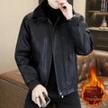 2025Men's Fleece-Lined Thickened Fur Collar Leather Jacket |  Autumn & Winter New Style  High-Quality
