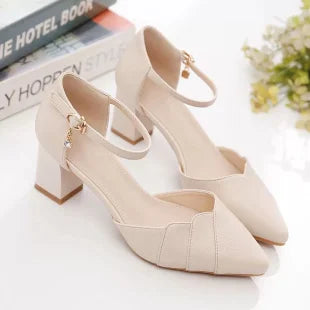 2026 Spring Summer Women's Block Heel Sandals | Fashion Closed Toe Ankle Strap Pumps | Versatile Party Evening High Heels