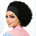 Stylish Short Curly Pixie Cut Headband Wigs 6 Inch 1B Natural Black Human Hair 150% Density Machine Crafted Breathable Lightweig