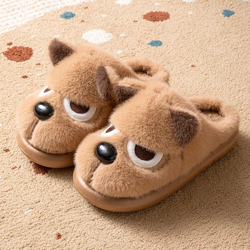 Dog Fluffy Platform Women's Slippers Home Plush Winter Cartoon Designer Woman Shoes Indoor Fuzzy Fur Slides Unisex Soft Non-Slip