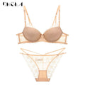 Super Gather Fashion Black Underwear Women Bra Set Push Up Brassiere Cotton Thick Deep V Sexy Bras Lace Lingerie Sets Embroidery