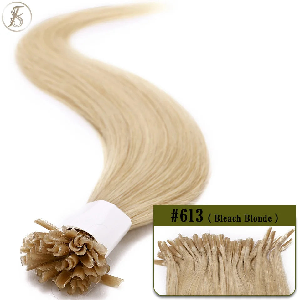 TESS U Tip Fusion Hair Extensions Microlink Keratin Hair Extensions 1g/pc Human Hair Capsules Pre Bonded Natural Hair Extensions