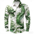 Multicolour Dragon Men's Long Sleeve Shirt Button Fashion | SAMAG