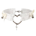 Sexy Lace Bow Garter Punk Hollow Heart Cross Choker Leg Ring Strap Women Elastic Garters Gothic Bondage Lingerie Cosplay Props