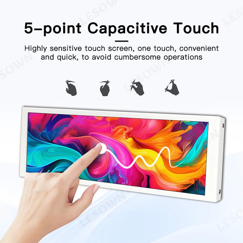 LESOWN Driver-free 400x1280 Display White 7.9 inch miniHDTV Computer Temp Monitor Sub-screen PC  Touch Panel