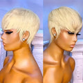 Elegant Pixie Cut Wig for Women 6inch Straight Human Hair wig 150% Density Machine Made