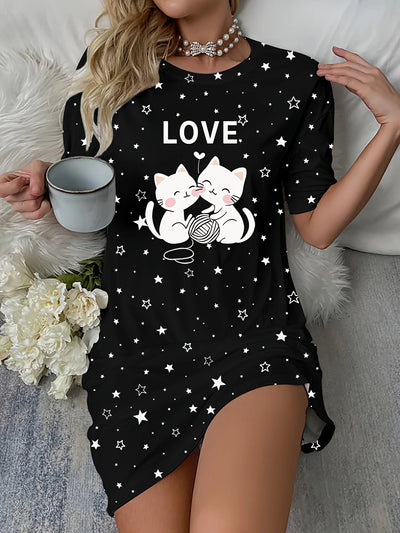 A Lovely Dress for Women Featuring a Cat And Star Letter | SAMAG