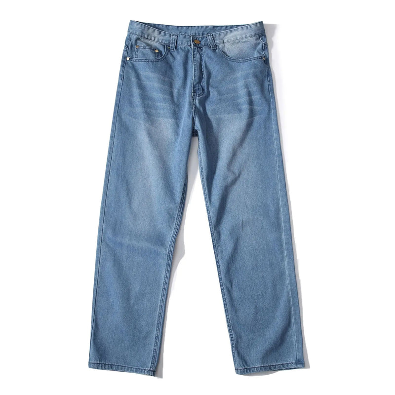 Men's Blue Stretch Wide-leg Jeans for Spring and Fall | SAMAG