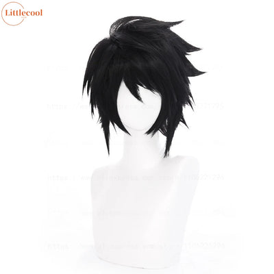 Anime L.Lawliet Cosplay Wig L Short Black Fluffy Heat | SAMAG