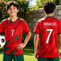 26 Boys Ronaldo No.7 Football Jersey Tee Shorts Set Women | SAMAG