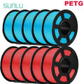 SUNLU PETG 3D Filament 1KG Biodegradable 1.75MM 10Rolls Bright Color Good Toughness Excellent Acid Alkali Weather Resistance