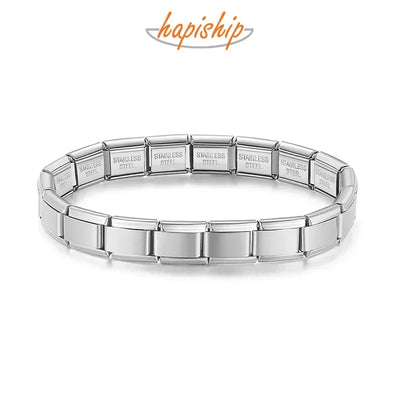 Hapiship Women's Jewelry DIY 9mm Width Itanlian Elastic Charm Bracelet Fashion Stainless Steel Bangle ST - Bao | SAMAG