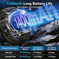 New 1400mAh Battery Sports Smart Watch 1.7” SOS+Flashlight Exercise Record Bluetooth Call Waterproof Health Watch For Android iO
