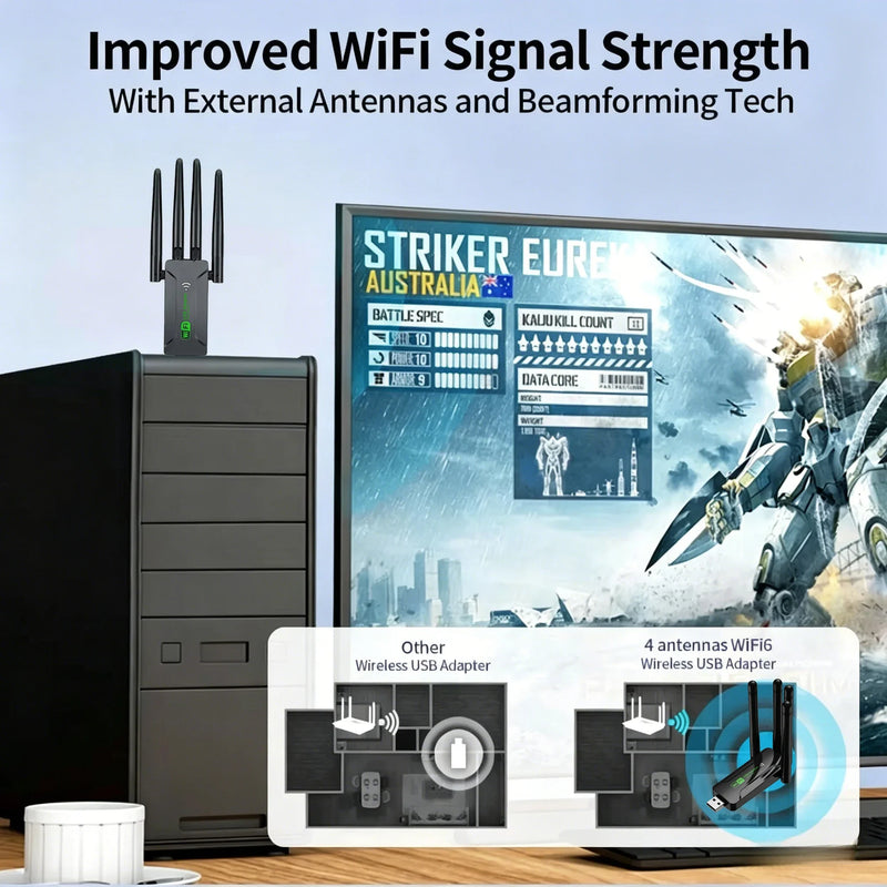 Kebidumei 1300Mbps USB3.0 WiFi Adapter Dual Band 2.4G/5GHz Wireless Network Card Dongle Receiver - Visuel 3 | SAMAG