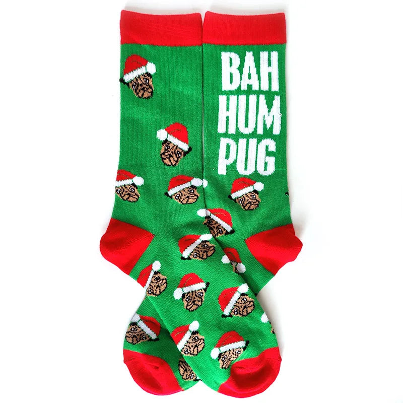 2025 New Men Christmas Socks New Year Funny Snowflake Beer Santa Claus Elk Snow Cotton Happy Socks Men Cartoon Women Sokken