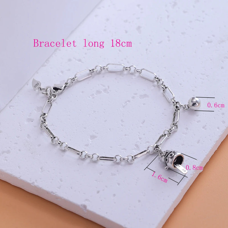 VENTFILLE 925 Sterling Silver Thai Silver Bracelet for Women Vintage Geometric Heart Love Lucky Punk Jewelry 2023 New Dropship