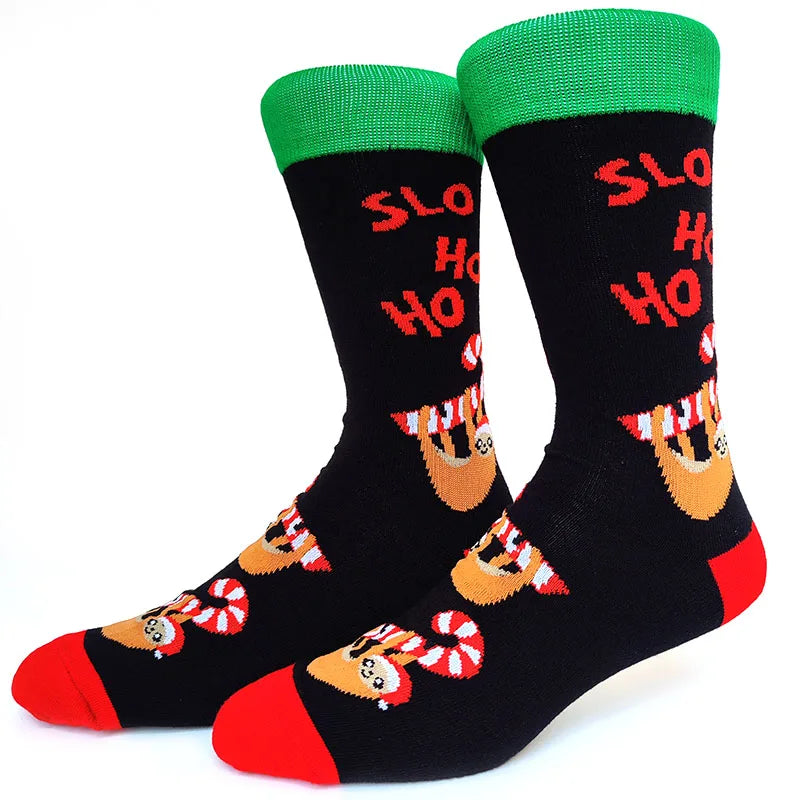2025 New Men Christmas Socks New Year Funny Snowflake Beer Santa Claus Elk Snow Cotton Happy Socks Men Cartoon Women Sokken