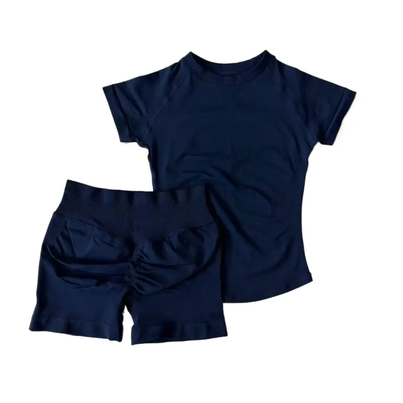 1-2 Pieces Sports Sets Short Sleeve Seamless Yoga Top Gym Suit T-shirt Set Fitness Set Women Workout Running Sports Shorts