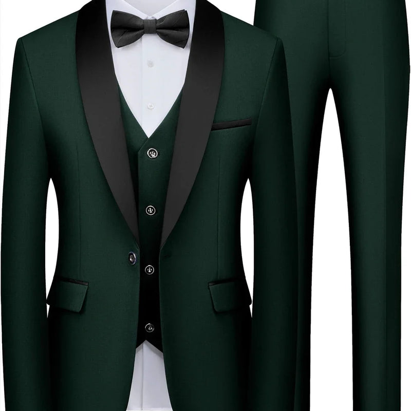 ULBYANRY Mens 3-Piece Suit Set (Jacket Vest Pants) Formal Business Tuxedo XXS-7XL Tailored Party Prom Wedding Suits