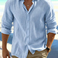 Men's Linen-Style Thin Summer Long-Sleeve Shirt | SAMAG