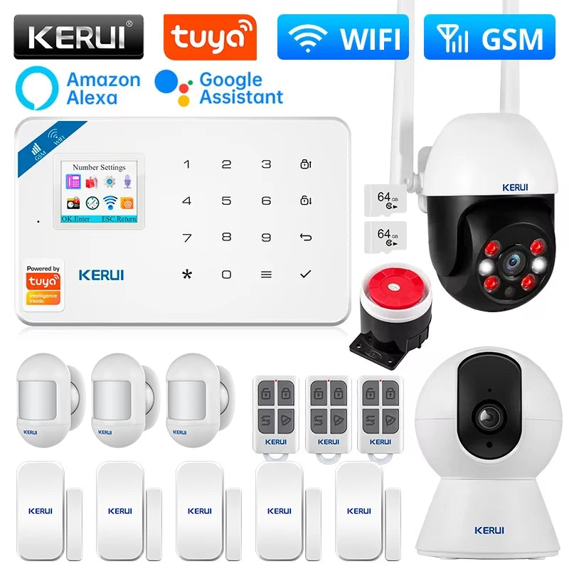 KERUI W181 WIFI GSM Alarm System Kit with Door/Window Sensor for Home Security Support Alexa Tuya Smart APP Remote Control